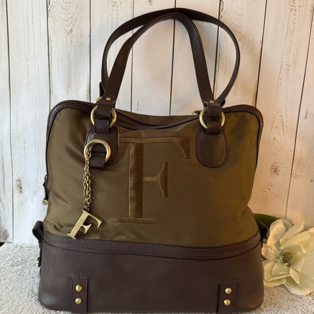 Gianfranco Ferré Olive and Brown Leather Tote